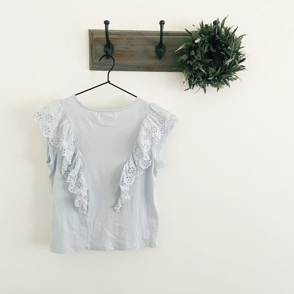 Rachel Parcell Blue Eyelet Ruffle Tee XS - Picture 5 of 5